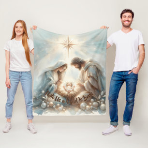 Strahlende Heilige Familie Weihnachtsszene Fleecedecke