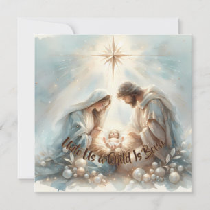 Strahlende Heilige Familie Weihnachtsszene Karte