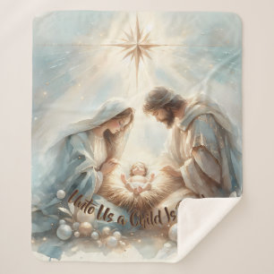 Strahlende Heilige Familie Weihnachtsszene Sherpadecke