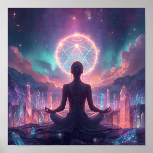 Strahlende heilige Meditation Poster (Vorne)