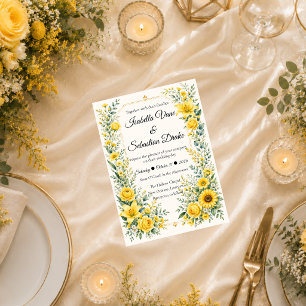 Strahlende Herbst-Sonnenblumen-Hochzeit Einladung