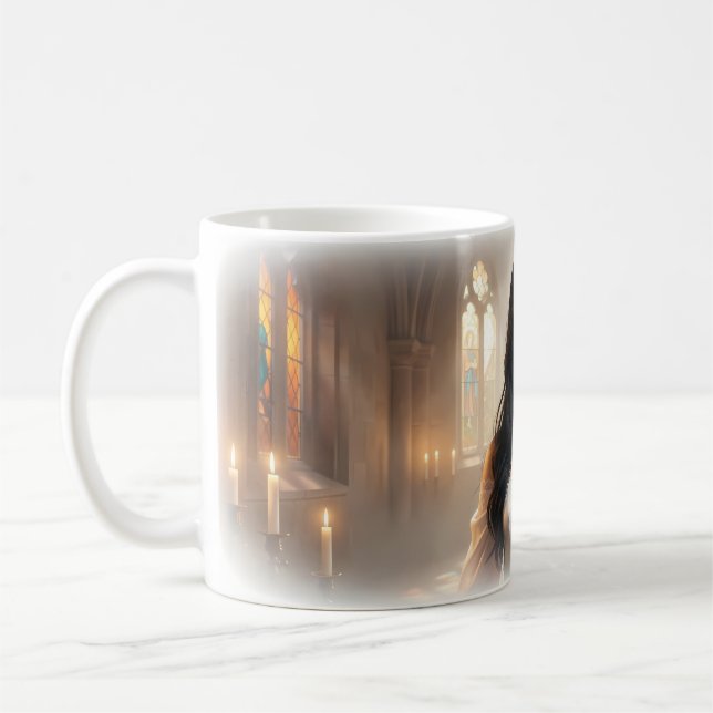 Strahlende Kapellenbraut der Gnade Porträt Tasse (Links)