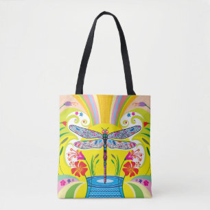 Strahlende Libelle und Wildblumen