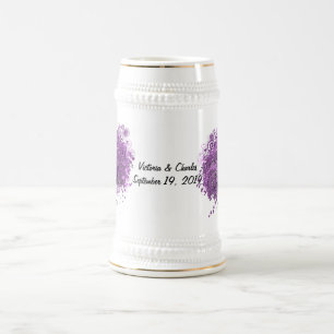Strahlende Lila Herzblatt-Baum-Hochzeit Bierglas