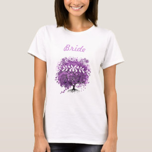 Strahlende Lila Herzblatt-Baum-Hochzeit T-Shirt