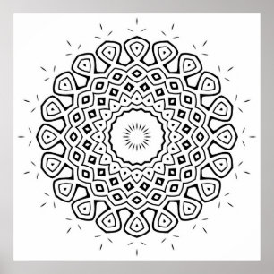 Strahlende Mandala-Malvorlage mit Tränenring Poster