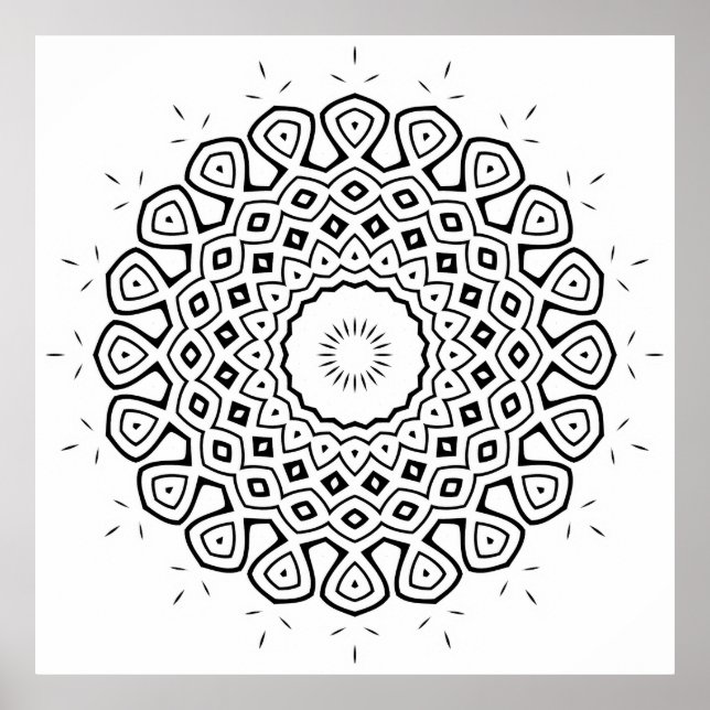 Strahlende Mandala-Malvorlage mit Tränenring Poster (Vorne)