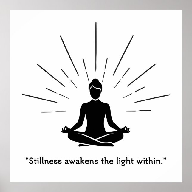 Strahlende Meditationssilhouette Poster (Vorne)