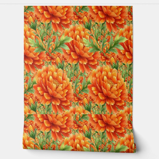 Strahlende orangefarbene Blüten Tapete (Abrollen)