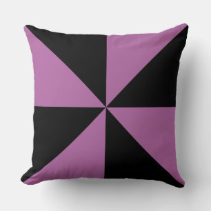 Strahlende Orchidee und schwarzes Pinwheel Kissen