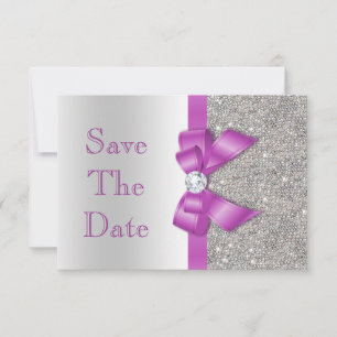 Strahlende Orchideen-Schleife & Diamanten Silber S Save The Date