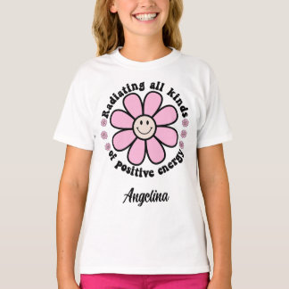 Strahlende positive Energie glücklich rosa Blume T-Shirt