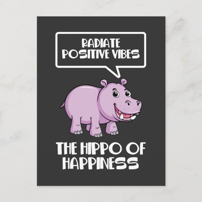 Strahlende positive Vibes Hippo des Glücks Postkarte (Vorderseite)