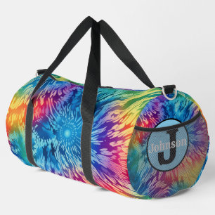 Strahlende Regenbogen-Tie-Dye-Monogramm-Personalis Duffle Bag