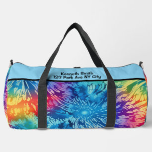 Strahlende Regenbogen-Tie-Dye-Monogramm-Personalis Duffle Bag