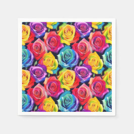 Strahlende Regenbogenrosen, Blumenmuster Serviette