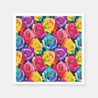Strahlende Regenbogenrosen, Blumenmuster Serviette