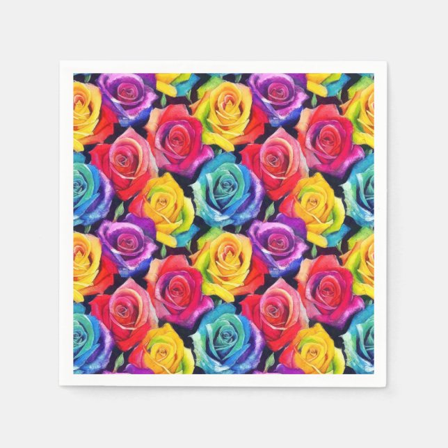 Strahlende Regenbogenrosen, Blumenmuster Serviette (Vorderseite)