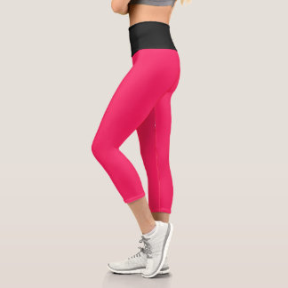 Strahlende Rose Schwarze Hochgeschnittene Yoga Cap Capri Leggings