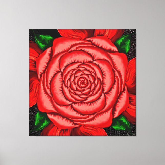 Strahlende Rubinnrose Leinwanddruck (Vorderseite)