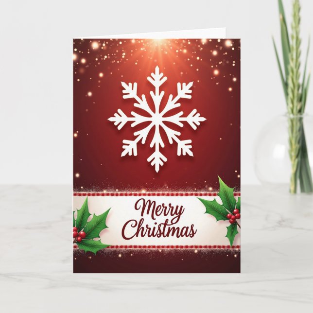 Strahlende Schneeflocke Weihnachtskarte Karte (Vorderseite)