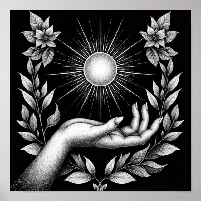 Strahlende Sonne mit botanischem Touch und Weiblic Poster (Vorne)