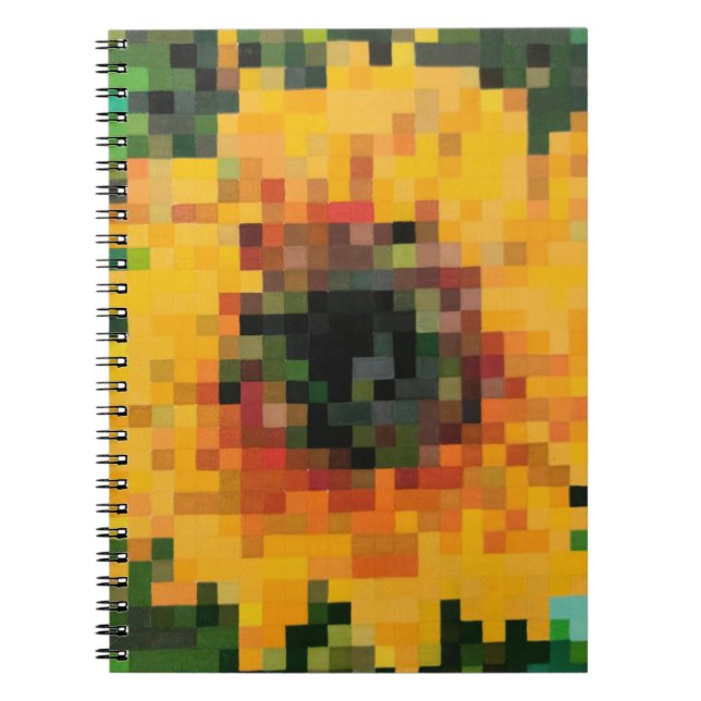 Strahlende Sonnenblume in Pixel-Art Notizblock (Vorderseite)