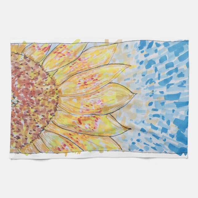 Strahlende Sonnenblüte Geschirrtuch (Horizontal)