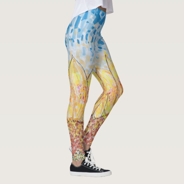 Strahlende Sonnenblüte Leggings (Rechts)