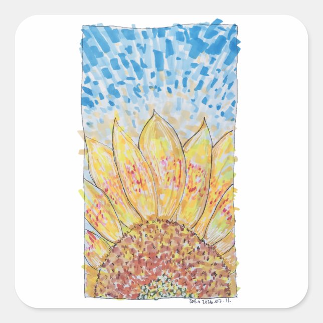 Strahlende Sonnenblüte Quadratischer Aufkleber (Vorderseite)