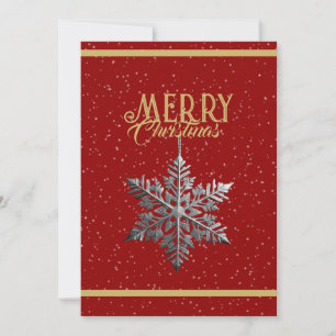 Strahlende Weihnachtsgrüße: Gold, Rot & Silber Ho Feiertagskarte