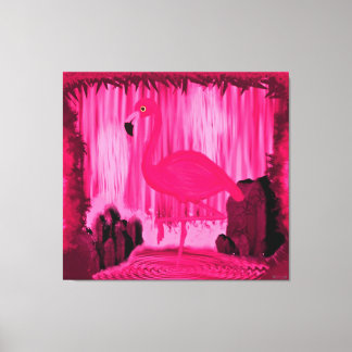 Strahlender Flamingo Tropischer Surrealismus Leinwanddruck
