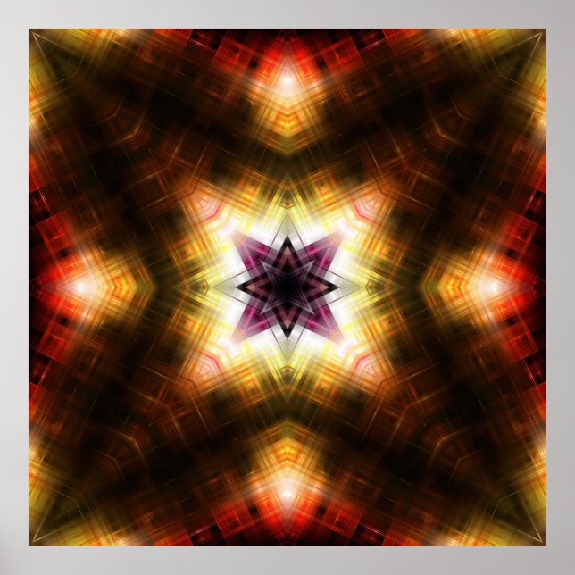 Strahlender geometrischer Sternenexplosion mit abs Poster (Vorne)