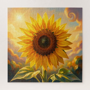 Strahlender goldener Sonnenblumenuntergang Puzzle