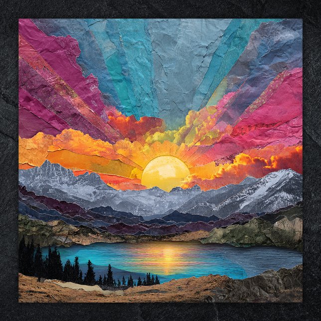 Strahlender Horizont — Abstrakter Bergsee Sonnenau Poster (Radiant Horizon — Abstract Mountain Lake Sunrise Poster)