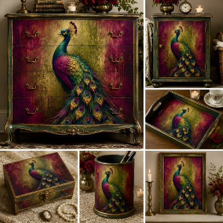 Strahlender Juwel-Pfau-Decoupage Seidenpapier