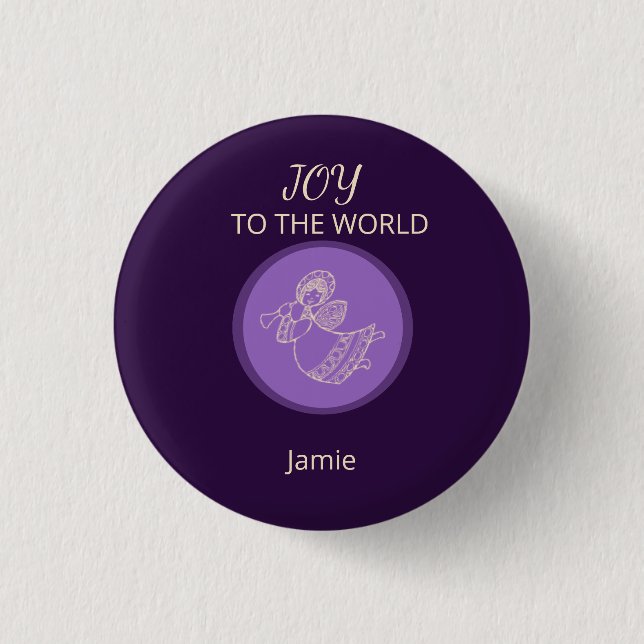 Strahlender Lavendel-Engel der Freude Familien-Ein Button (Vorderseite)