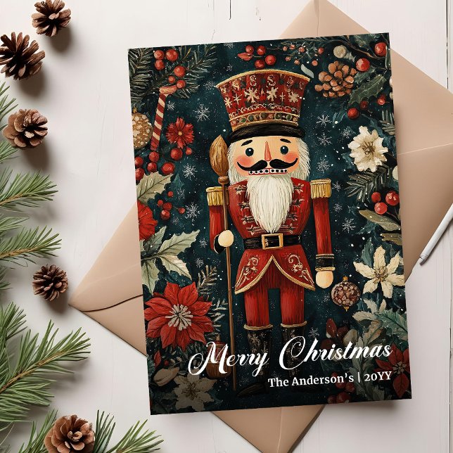 Strahlender nostalgischer Weihnachtsnussknacker dr Feiertagskarte (Radiant nostalgic Christmas nutcracker printable Holiday Card)
