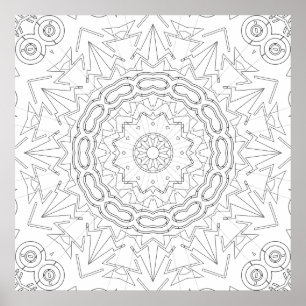 Strahlender Pfeilstern Mandala Malvorlage Kunst Poster