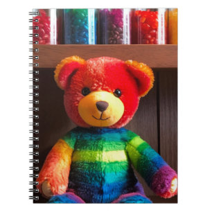 Strahlender Regenbogen-Teddybär Notizblock