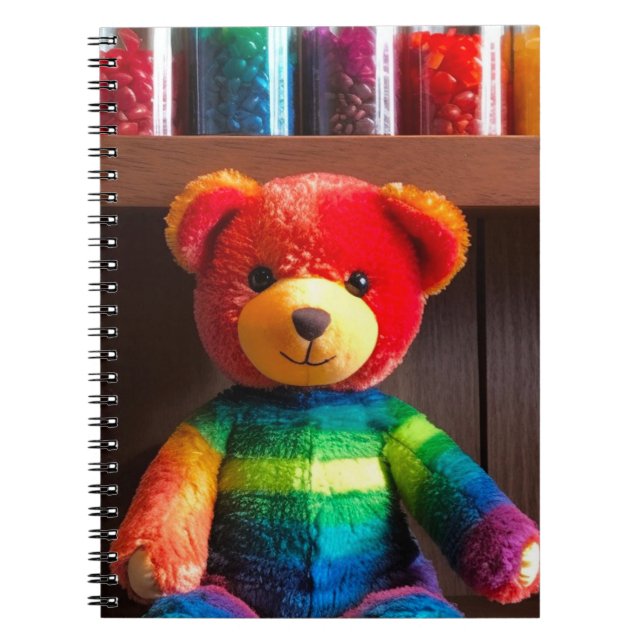 Strahlender Regenbogen-Teddybär Notizblock (Vorderseite)