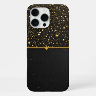 Strahlender Schild (Glitter - Gold - Leder) iPhone 16 Pro Max Hülle