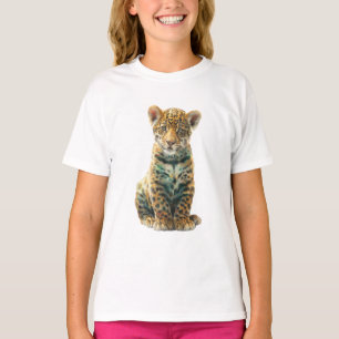 Strahlender Schimmer Jaguar-Küken Digitale Porträt T-Shirt