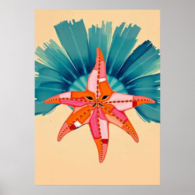 Strahlender Seestern-Küstenkunst Poster (Vorne)