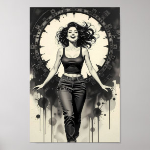 Strahlender Straßen-Glamour-Monochrom-Poster Poster