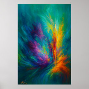 Strahlender Vortex Abstrakte Energie in Farbiger B Poster