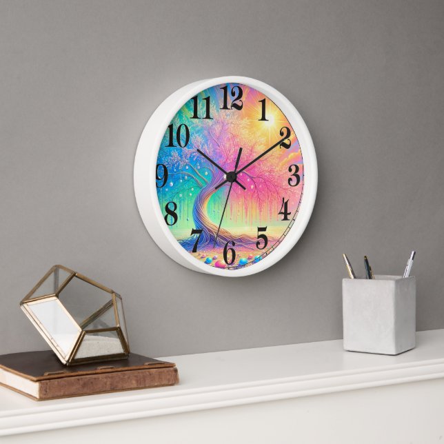 Strahlendes abstraktes Baumdesign Uhr (Büro)