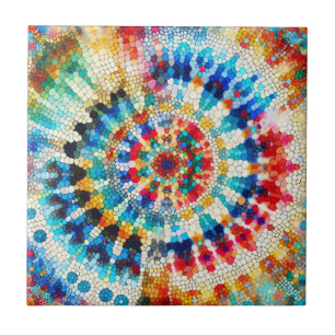 Strahlendes abstraktes Mosaik-Mandala-Muster Fliese