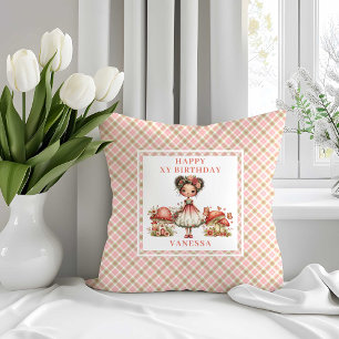 Strahlendes Feen-Rosé Florales Mädchen-Geburtstags Kissen