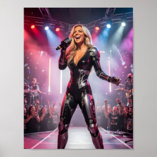 Strahlendes Futuristisches Bühnen Songstress Plaka Poster